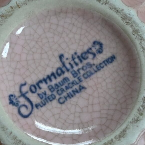 VTG Formalities Baum Brothers Fluted Crackle Collection Pink Vase Bowl - Picture 5 of 10